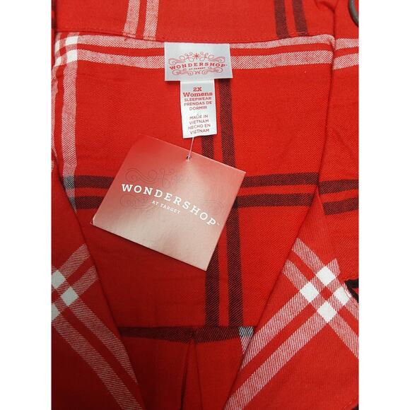 Ladies 2XL Pj's Pajamas by Wondershops Red Plaid Shirt & Pants New Lounge wear - Picture 5 of 7